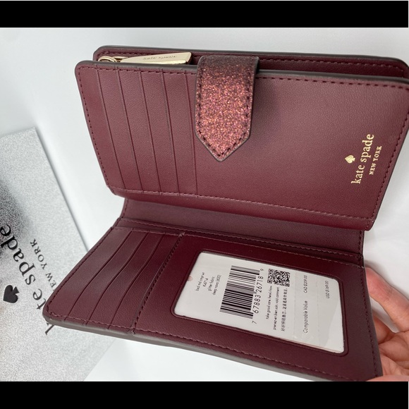 Kate Spade Shimmy boxed medium compartment bifold wallet, deep nova, NWT/NIB - Picture 9 of 16
